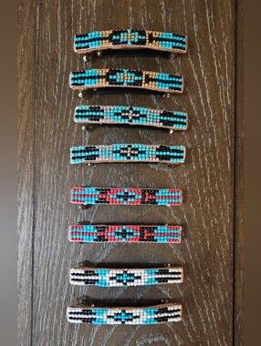 Hand Beaded Barrette Set, Sold As Pairs.
